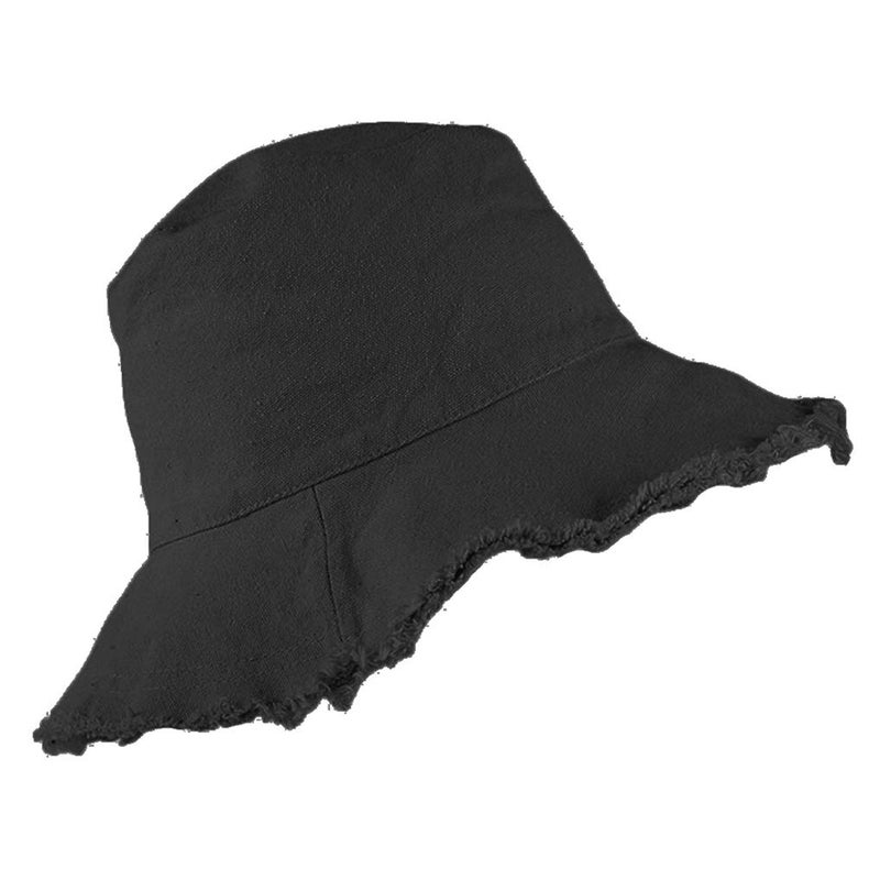FGSS Womens-Sun-Hats Bucket-Hat Distressed Sun-Protection Washed-Cotton - Summer Wide Brim Beach Cap(Size:S-M) Black - Image 1